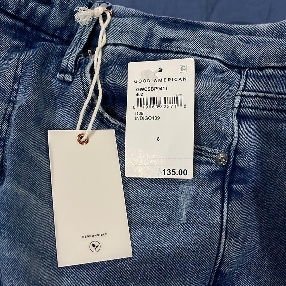 Brand New Good American Good Crop Waist Denim Jeans size 8 - Picture 3 of 3